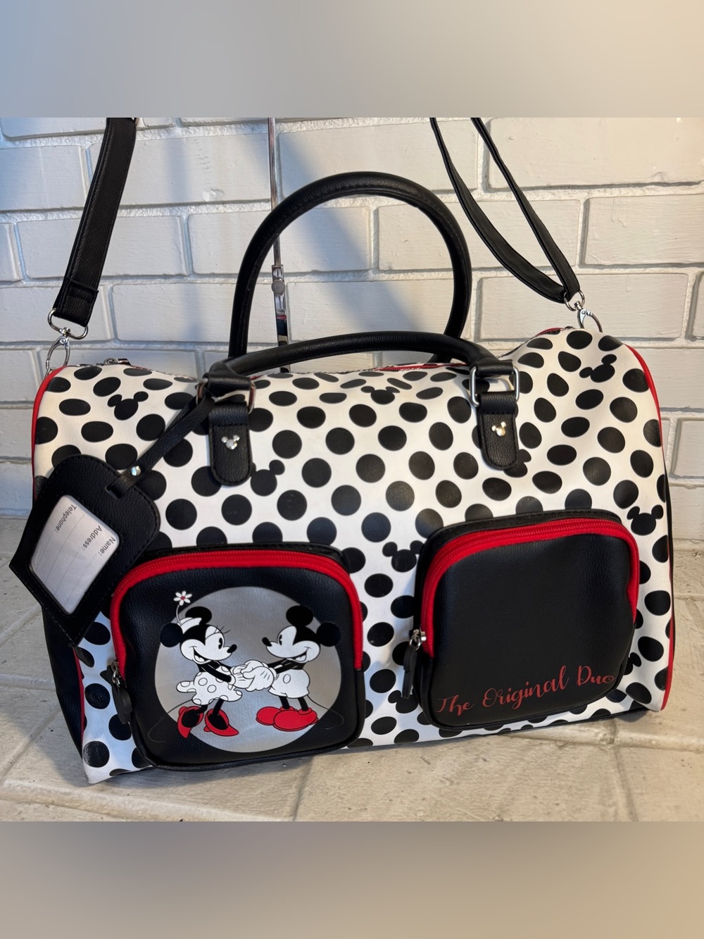 Disney Mickey & Minnie Mouse "The Original Duo" Polka Dot Duffel Travel Bag
